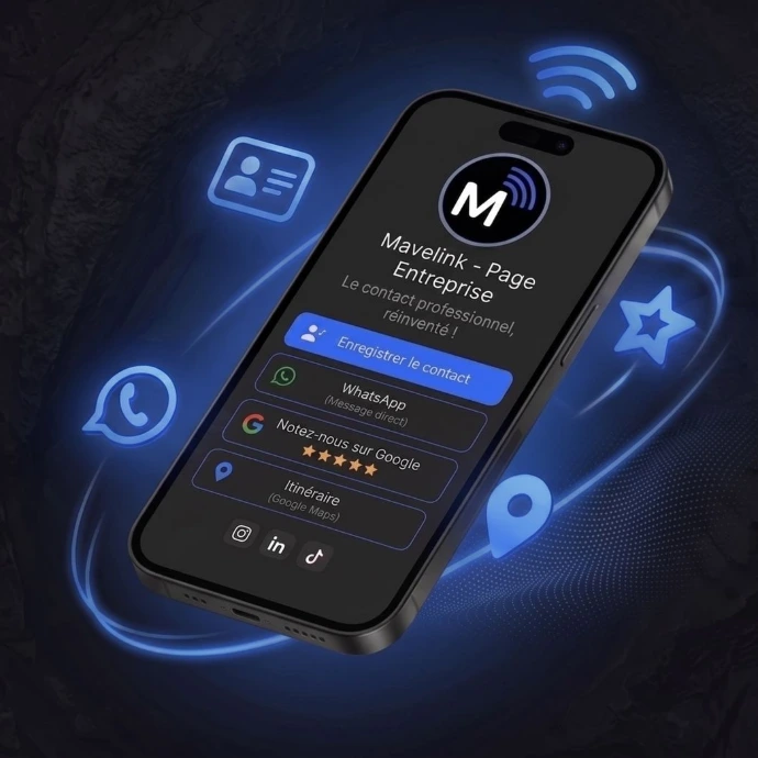 Page Web Pro Mavelink affichée sur smartphone